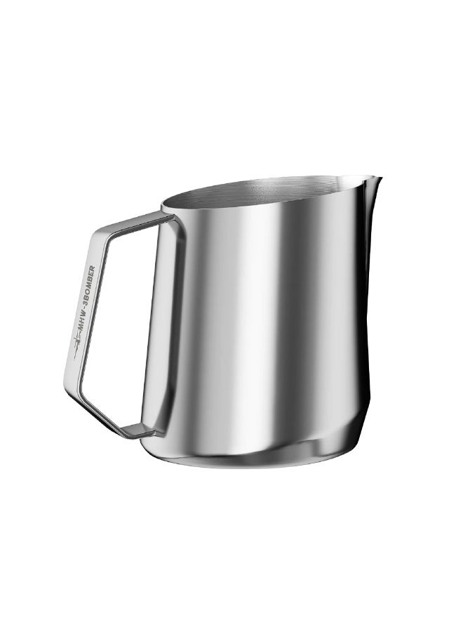MHW-3BOMBER GT Milk Pitcher Matte Glossy Grey 400 ml - SUS304 Stainless Steel Latte Art Frothing Jug with U-Shape Spout, Diamond Handle & Tilted Base for Precision Pouring - Image 1